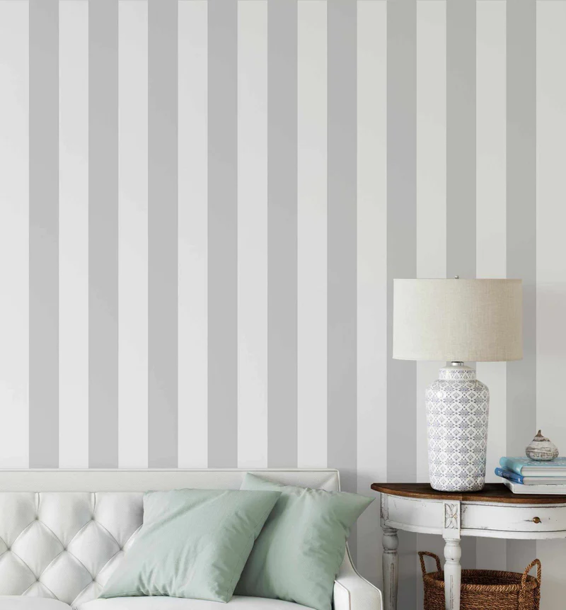 Heritage Stripe Wallpaper in Mineral and Vintage Cream – Lucie Annabel